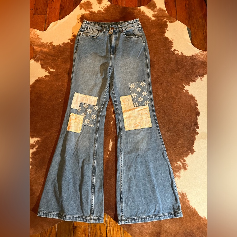 Wrangler Blue Flare Jeans with Patchwork